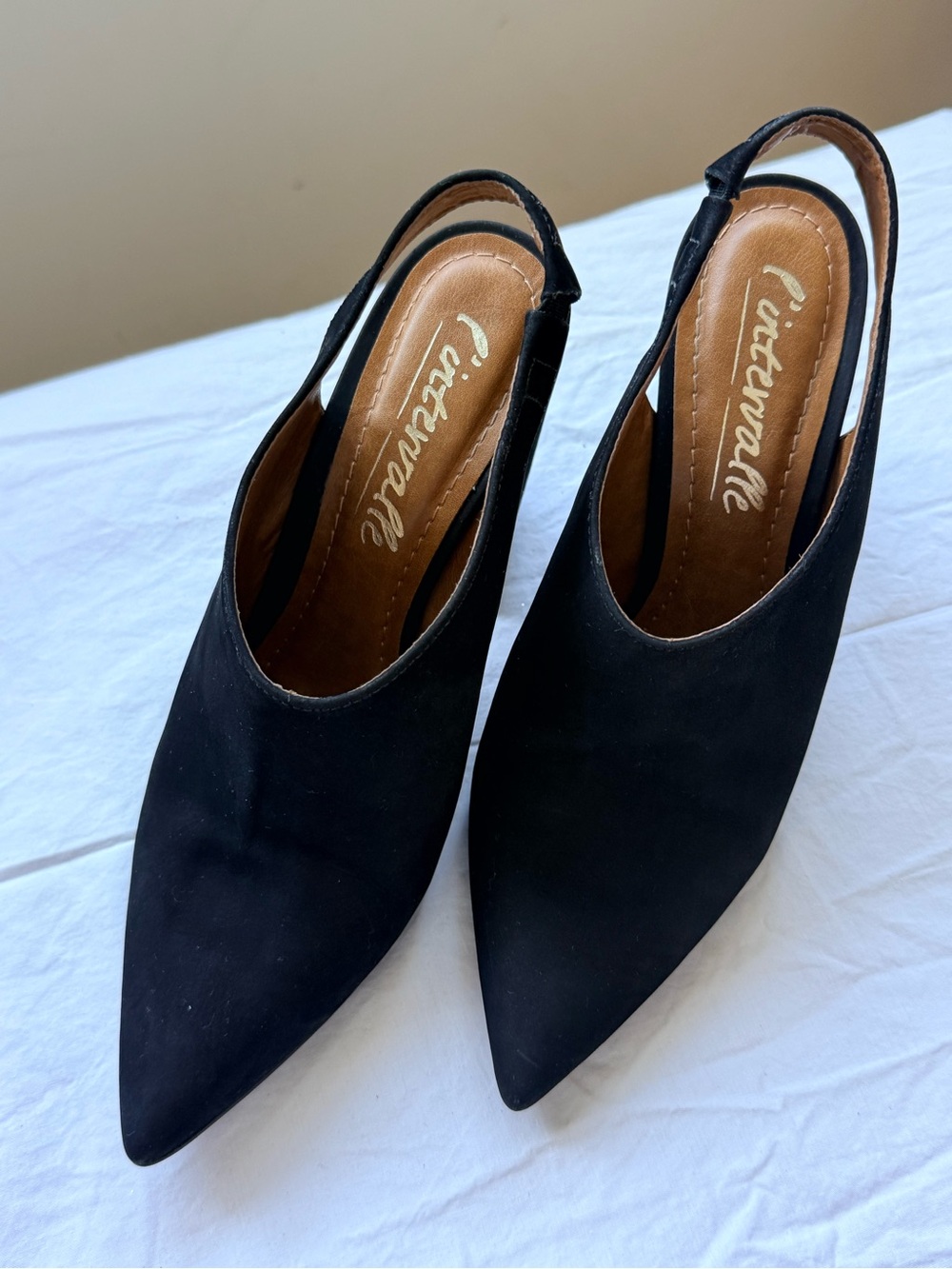L'INTERVALLE Black Pointed Slingback Pumps